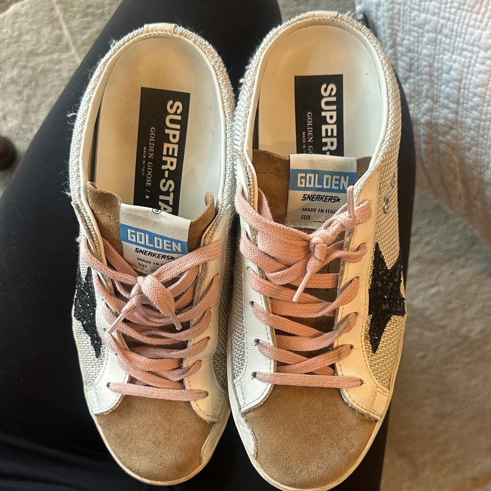 Golden Goose Superstar Sneakers - Pink, Tan, and Black
